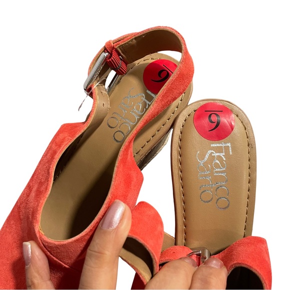 NEW Franco Sarto Julien Wedge Slingback Suede Sandal Sz 6 - Picture 5 of 8